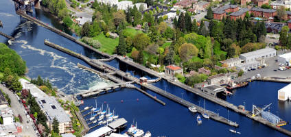 Aerial view of Hiram M. Chittenden Locks